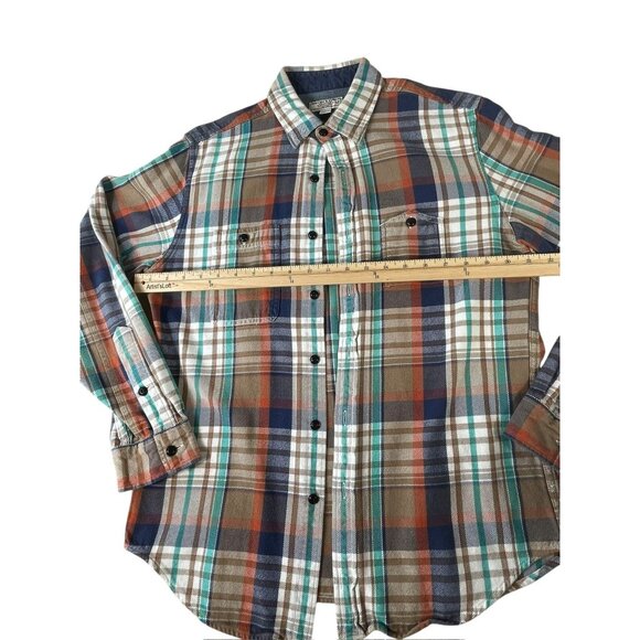 Wallace & Barnes Mens M Flannel Shirt Multicolor Plaid Button Up Heavyweight - Picture 5 of 9